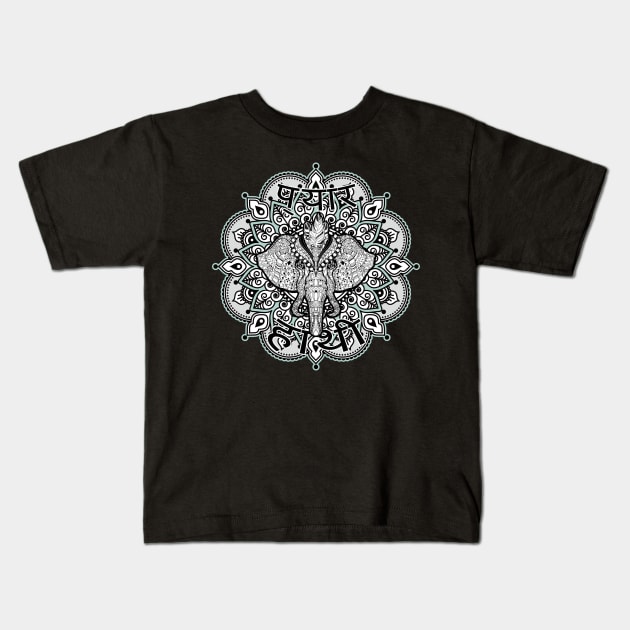 Ornate Hindu Elephant Kids T-Shirt by valentinahramov